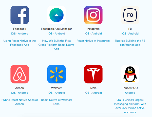 Apps using react native
